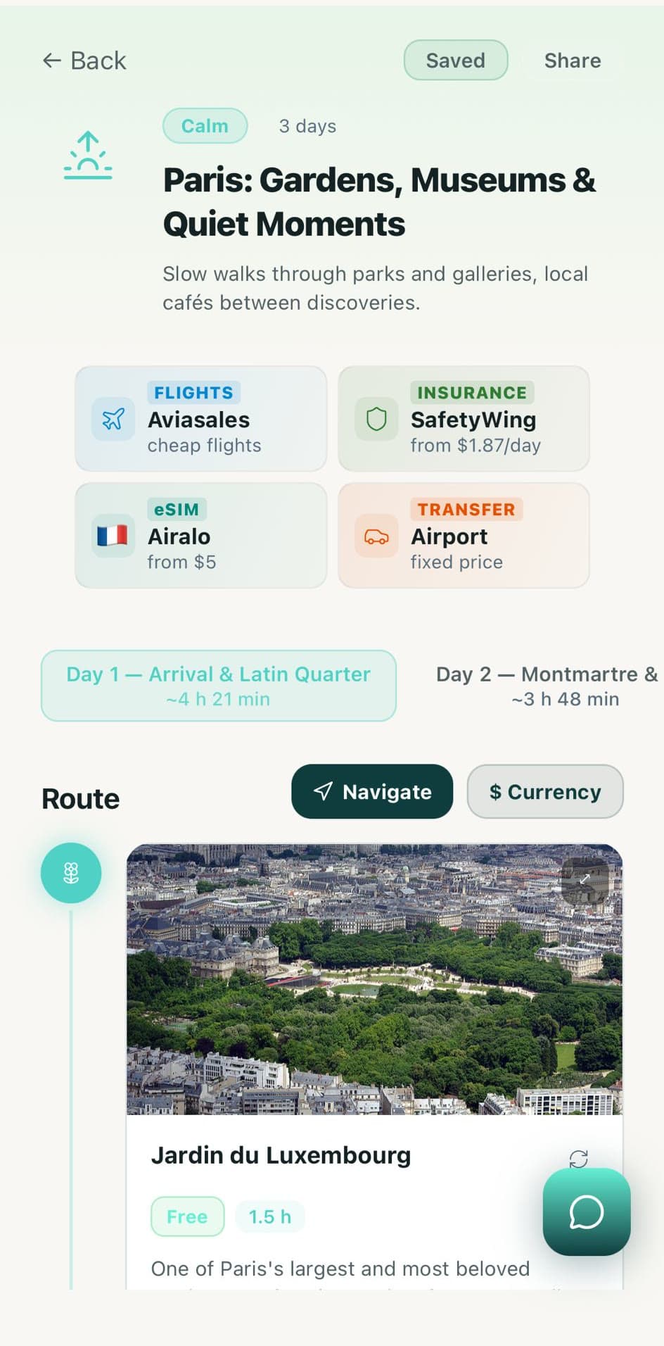An AI-generated Lisbon itinerary built from the traveller profile